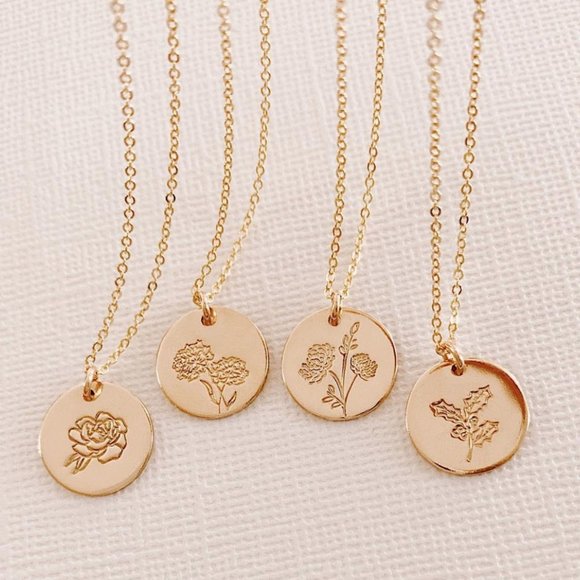 October Marigold Flower Cute Simple Charm Necklace - Picture 6 of 15